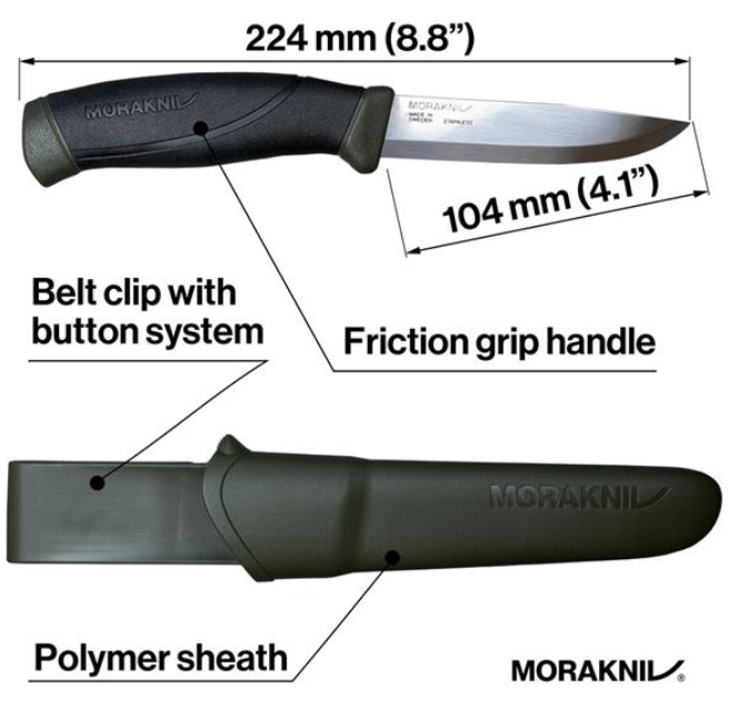 morakniv MG stainless steel knife specifications