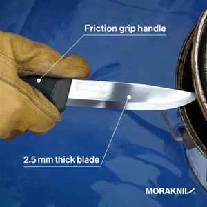 morakniv MG stainless steel knife friction grip handle and blade